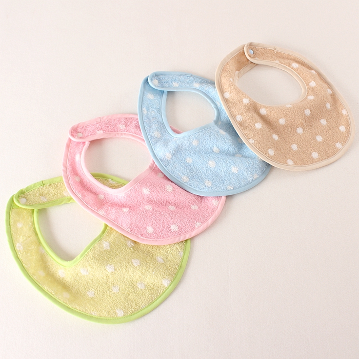 日系新生儿婴儿宝宝按扣全纯棉双面毛巾小围嘴围兜口水巾防吐奶