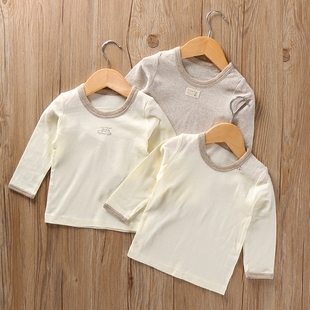 秋冬童装男童宝宝小童纯棉长袖T恤体恤打底秋衣纯色条纹薄款睡衣