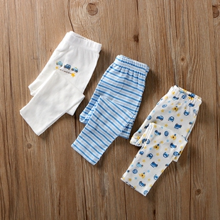 新弹力男童婴儿打底裤 秋裤 儿童宝宝长裤 线裤 蓝色条纹汽车 衬裤 薄款