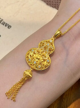 金包银葫芦流苏项链女款新中式国风高级感葫芦项链