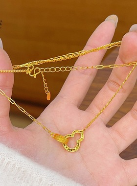 金包银点钻拉丝葫芦吊坠项链女款轻奢高级感气质百搭