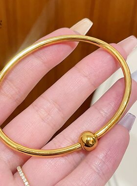金色饰品古法亮面螺丝手镯可打开万能开口镯子百搭时尚送女友