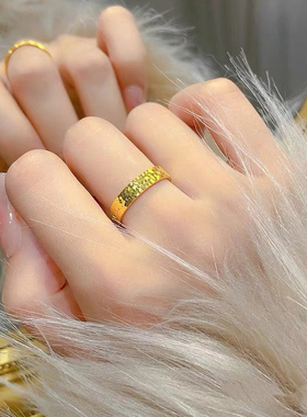 金包银碎碎冰戒指男女轻奢高级感情侣对戒指环