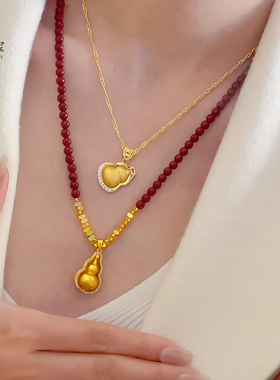 朱砂葫芦项链 锁骨链新中式国风项链