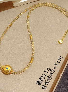 金色饰品 新中式古法点钻星芒万花筒项链多巴胺尖晶石项链送女友