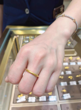 金包银 古法传承素圈戒指女不掉色锡金光面情人节礼物