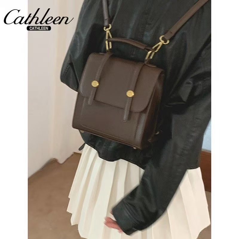 英伦复古双肩包女新款潮学生双肩背包多功能书包手提旅行包单肩斜