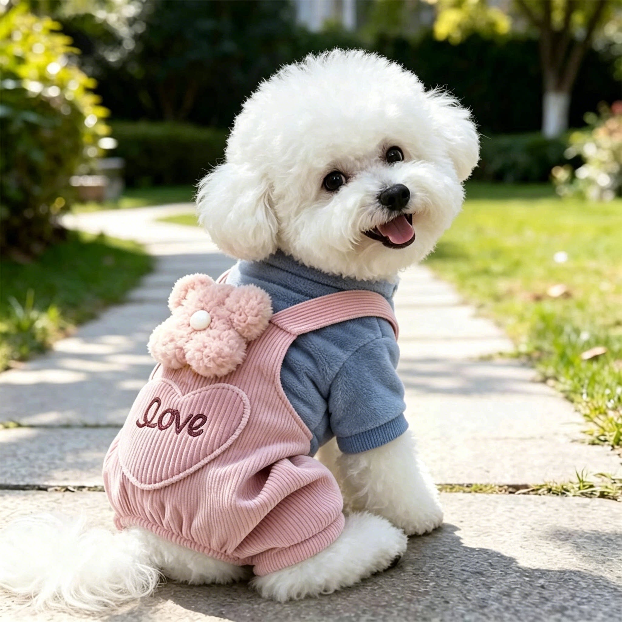 狗狗衣服秋冬款泰迪比熊博美猫咪衣服加绒保暖加厚背带裤宠物衣服