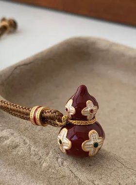 JUNWEI|新中式滴油花朵葫芦毛衣链长款女高级感设计感秋冬项链