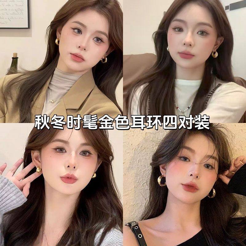 简约金色不规则耳环2025小众设计感耳钉冷淡风外出百搭气质耳饰,饰品/流行首饰/时尚饰品新,耳环,淘宝优惠券,粉丝福利购,淘宝优惠卷