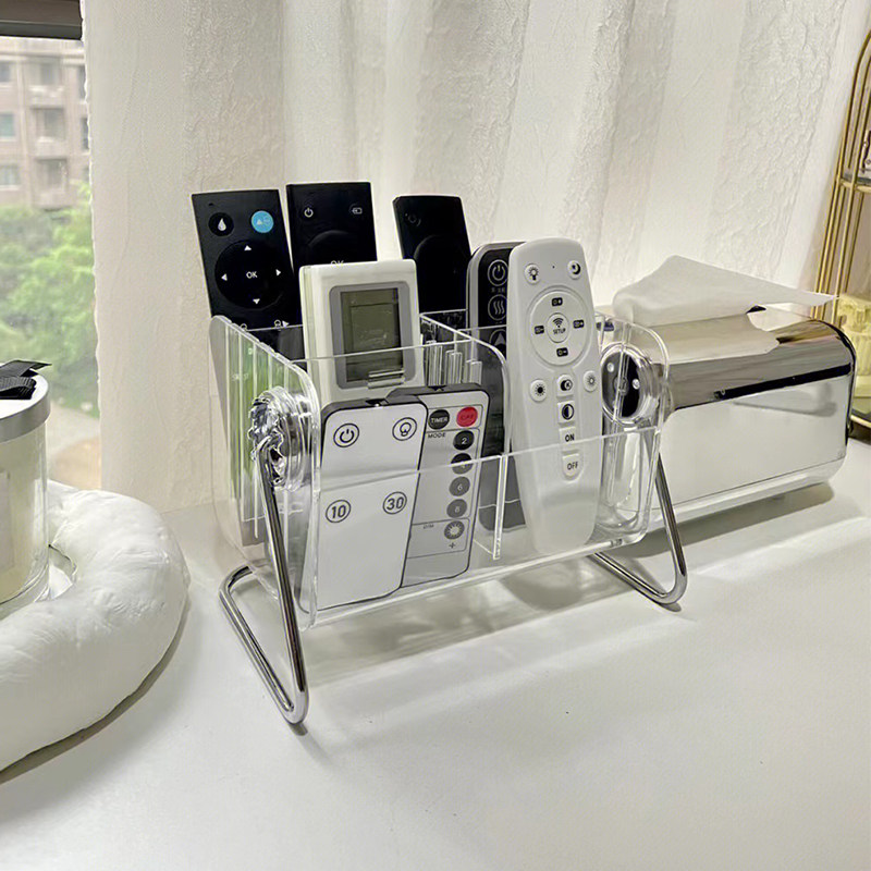 亚克力遥控器收纳盒桌面置物架透明手机轻奢高档客厅茶几收纳架子,收纳整理,桌面收纳盒,淘宝优惠券,粉丝福利购,淘宝优惠卷