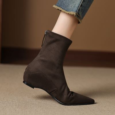 显瘦尖头内增高短筒马丁靴女大