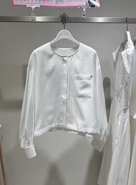 LI+商场同款夏季莱赛尔混纺休闲风短款宽松衬衫薄外套125240C3209