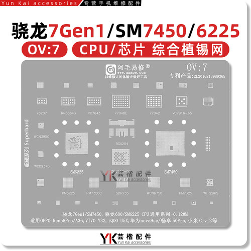 骁龙7GEN1/SM6225/7450植锡网