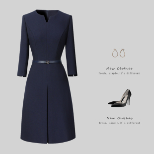 七分袖 职业连衣裙女春秋气质收腰显瘦柜姐导购工作服职场通勤工装