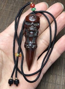 牦牛角手把件吊坠法器古玩真品