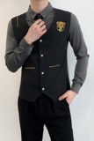 714A-H667P55控88/2025春季新款修身假两件马甲衬衫ktv酒吧工作服，男装衬衫，星座714A（原电商C314）