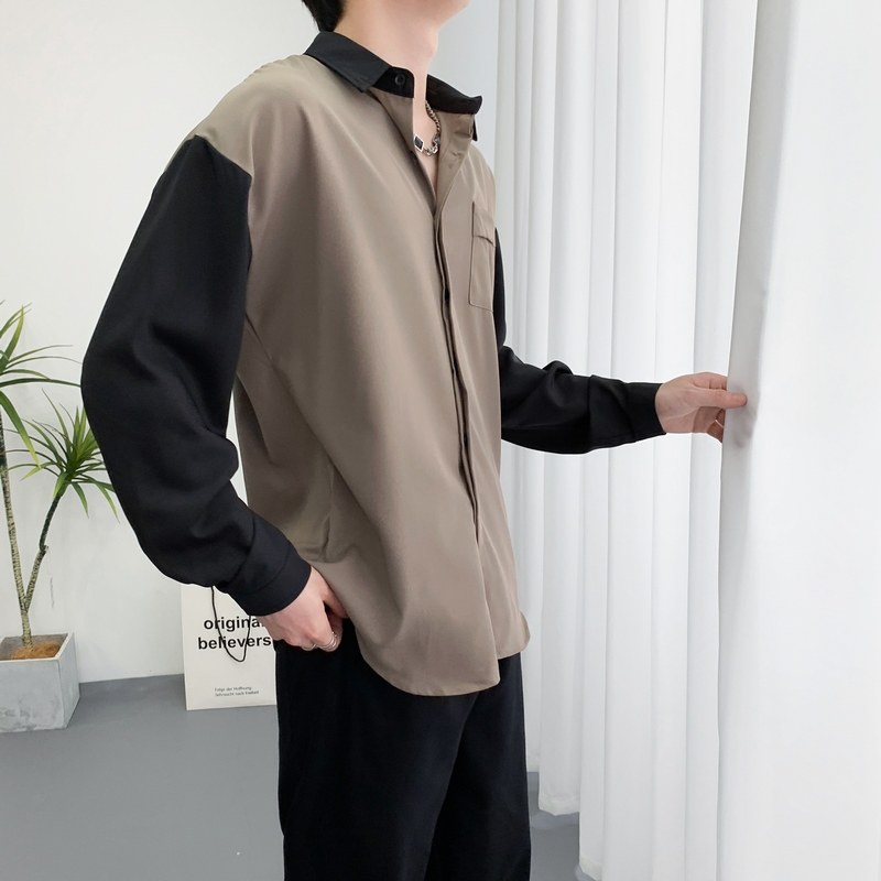 714A-D3034P45控69/2025秋季新款修撞色长袖衬衫垂感中性风衬衣，男装衬衫，星座714A（原电商C314）