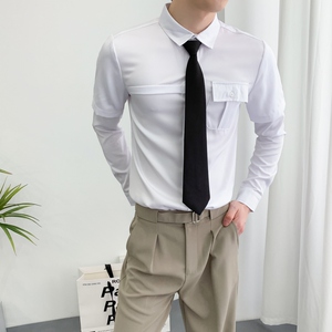 714A-D612P45控69/2025春季男士修身工装多口袋衬衫ktv少爷制服图片