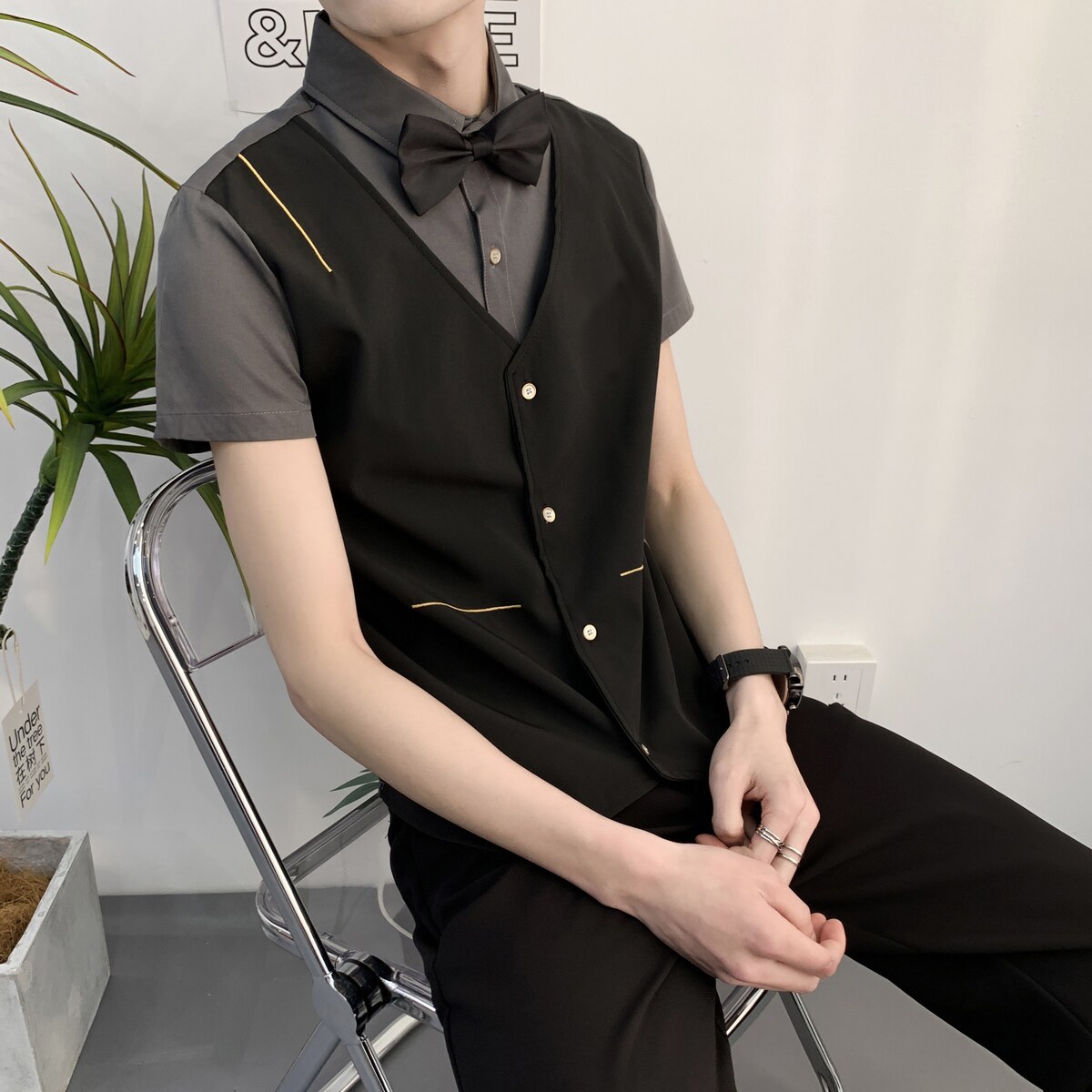 714A-H6009P55控79/2025夏季工作服衬衫潮流简约衬衣ktv台球城,男装衬衫,星座714A（原电商C314）