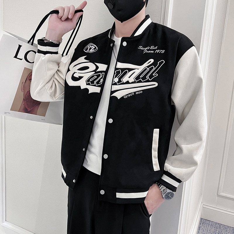 714A-W803P75控105/2025青少年麂皮绒棒球服夹克外套春季立领外套,男装夹克,星座714A（原电商C314）