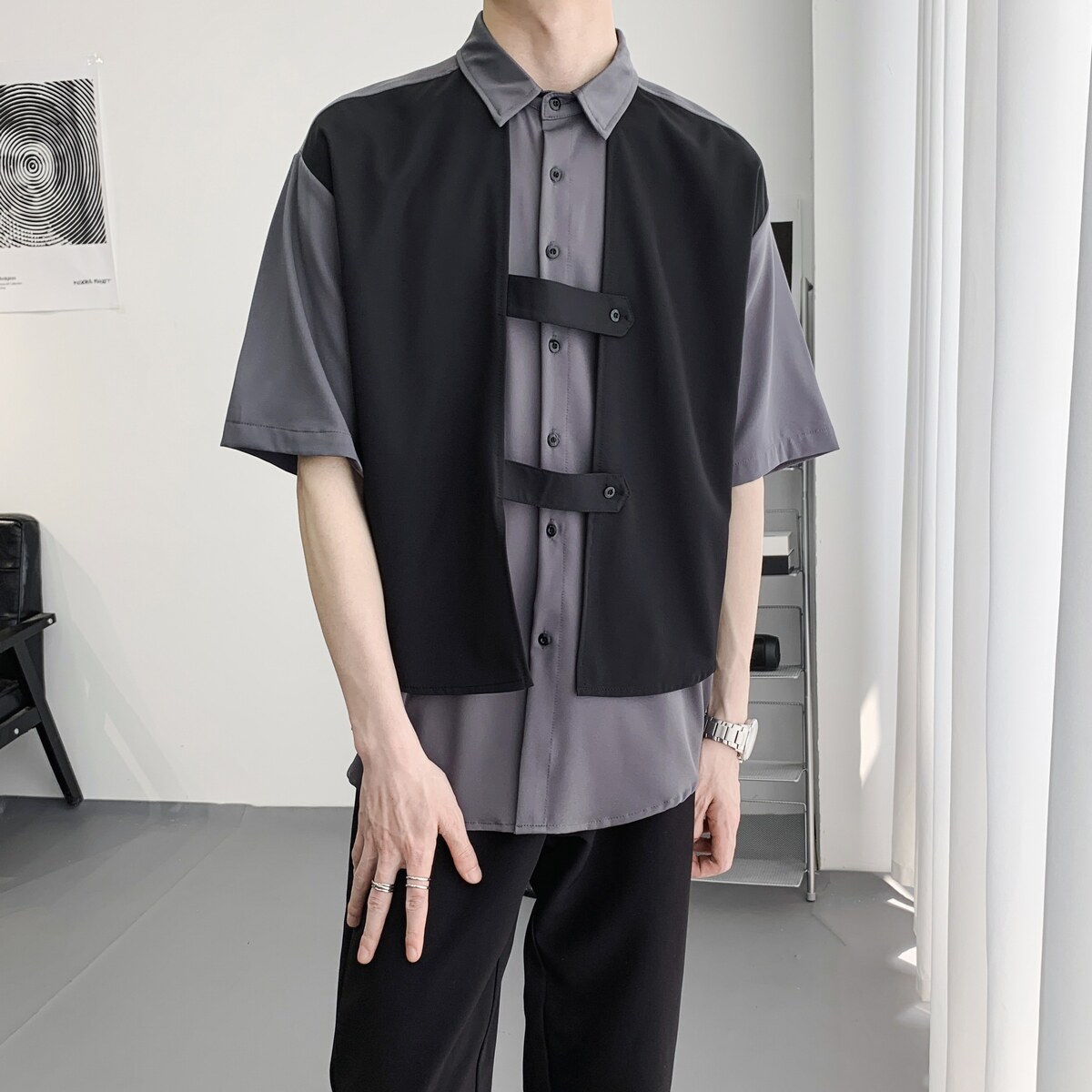 714A-H3055P55控79/2025夏季假两件工作服衬衫团体服潮流制服,男装衬衫,星座714A（原电商C314）