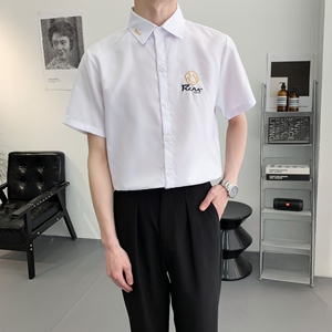 714A-C661P40控59/2025夏季男士短袖衬衫jk风工作服衬衣潮图片