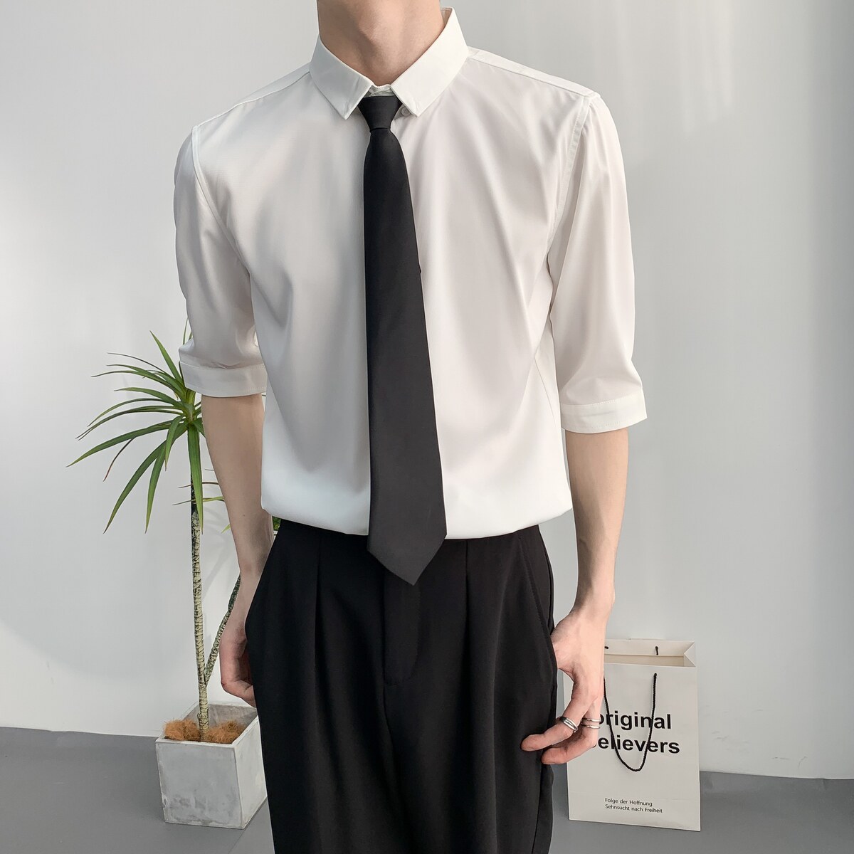714A-C3018P33控49/2025夏季新款男女工作服衬衫中袖五分袖衬衣,男装T恤,星座714A（原电商C314）