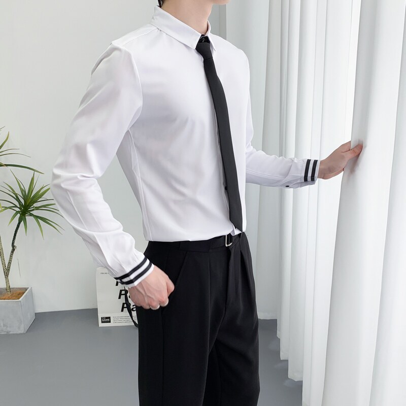 714A-D3038送黑领带P45控69/2025春季男士修身商务上班白衬衫制服,男装衬衫,星座714A（原电商C314）