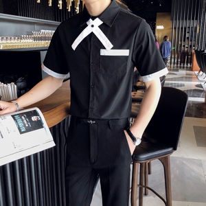 714A-C668P40/店主风2025夏季男士工作服班服短袖衬衫ktv衬衣潮流图片