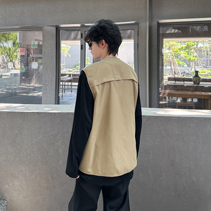 714A-M3097P48控79/2025秋季马甲多口袋美式坎肩工装外套简约时尚图片