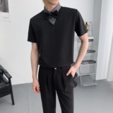 714A-D3080P45控69/2025夏套头假两件衬衫理发店ktv台球城工作服，男装衬衫，星座714A（原电商C314）