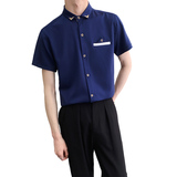 714A-9215P30控49/2025夏季男士短袖衬衫修身工作服衬衣ktv理发店，男装衬衫，星座714A（原电商C314）