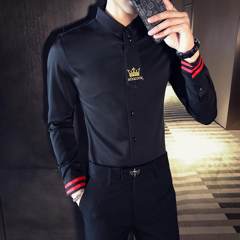 714-D609P45/英伦店主风2026春季ktv发型师餐厅工作衬衫潮S-5XL，男装衬衫，星座714(原C313)