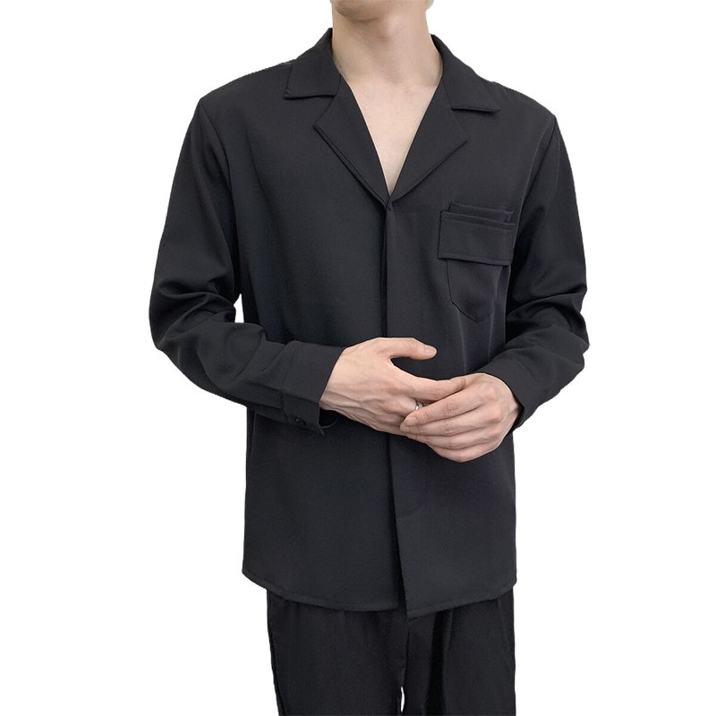 714A-H3064P55控69/2025秋季新款西装领衬衫日系发型师工作服衬衣,男装西服套装,星座714A（原电商C314）