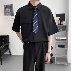 714A-C3054P40控59/2025夏季男女同款工作服衬衫潮流宽松短袖衬衣图片