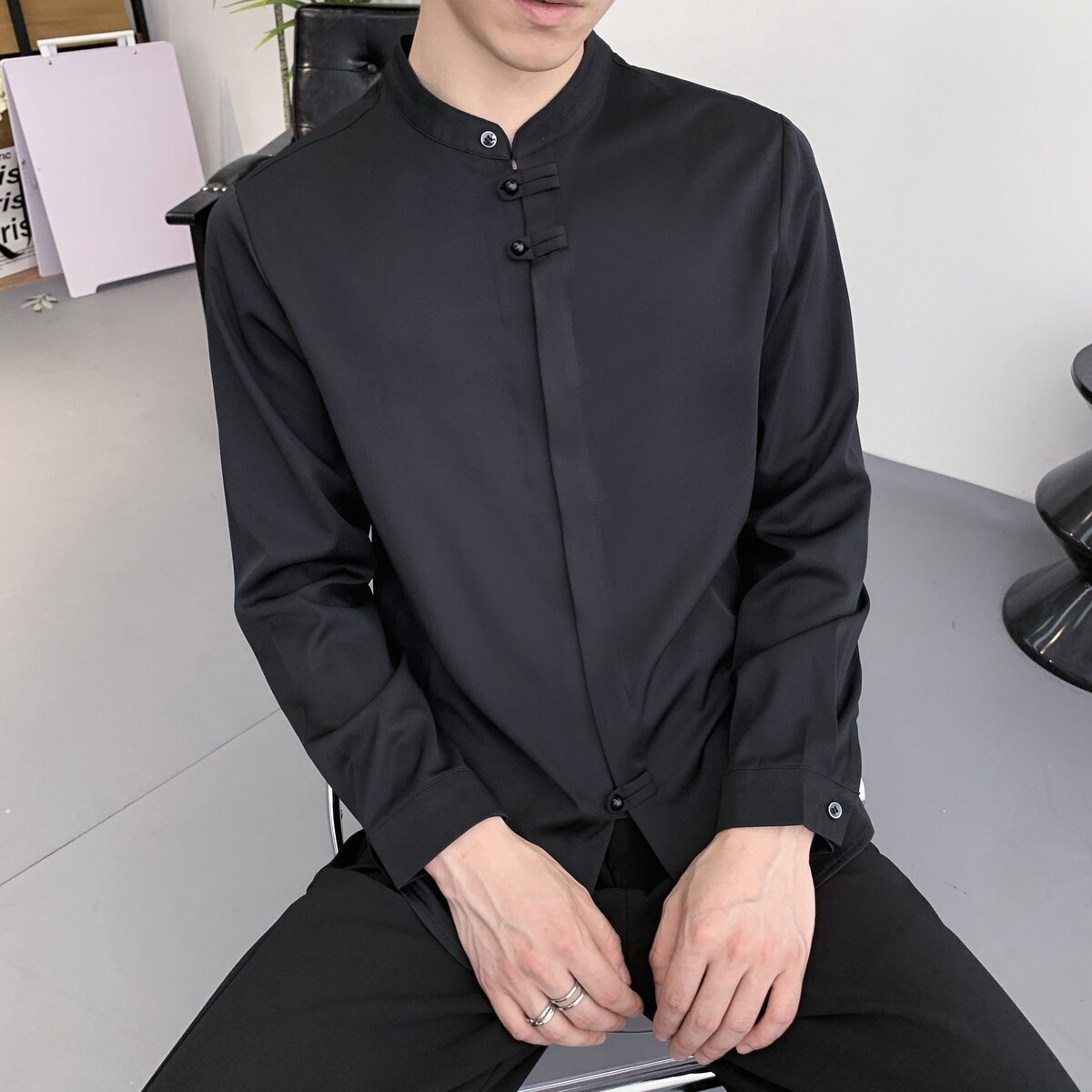 714A-F3062P50控69/2025春季新风立领衬衫餐厅ktv理发店制服,男装衬衫,星座714A（原电商C314）