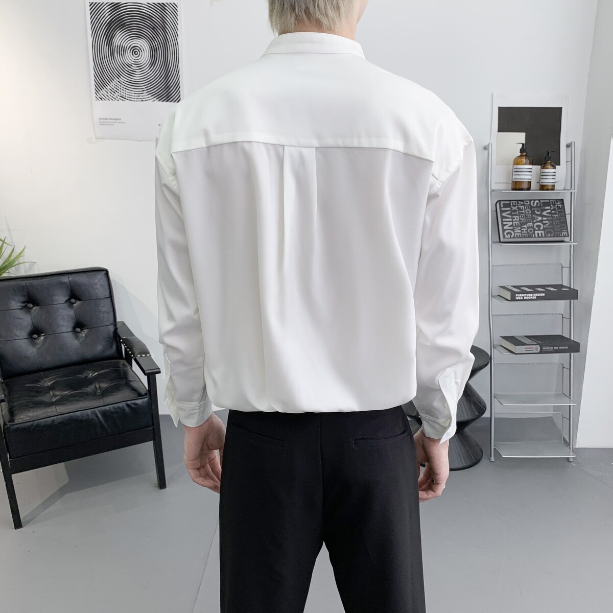 714A-D3036P45控69/2025秋季男士工作服衬衫宽松圆领ktv发型师装,男装衬衫,星座714A（原电商C314）
