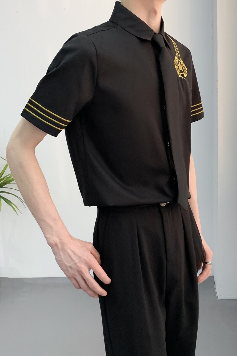 714A-C681P40控59/2025夏季新短袖半袖空少工作服衬衫ktv酒吧礼服,男装T恤,星座714A（原电商C314）