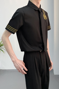 714A-C681P40控59/2025夏季新短袖半袖空少工作服衬衫ktv酒吧礼服图片