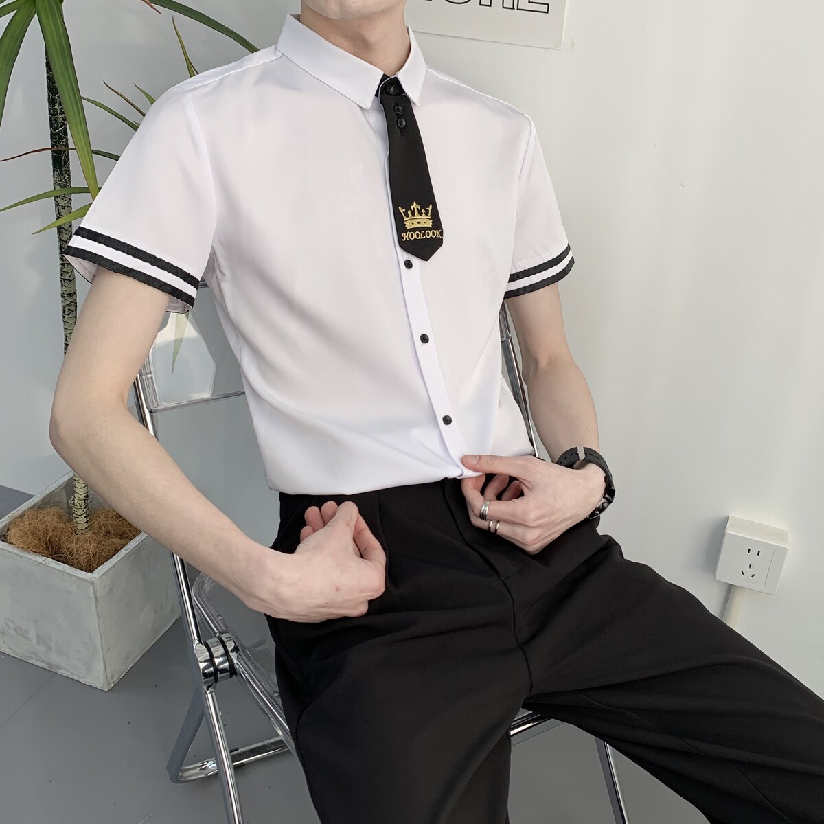 714A-C630P40控59/2025夏季短袖衬衫空少制服衬衣ktv酒吧制服,男装T恤,星座714A（原电商C314）