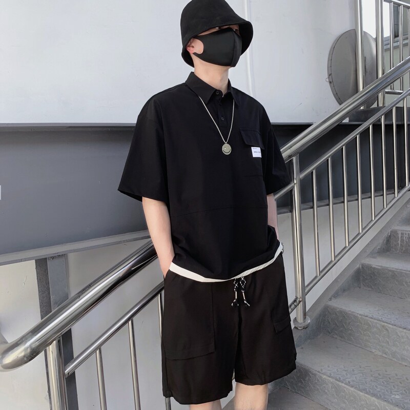 714A-G8030P85控135/店主风2025夏男宽松日系小标工装短袖衬衫,男装T恤,星座714A（原电商C314）