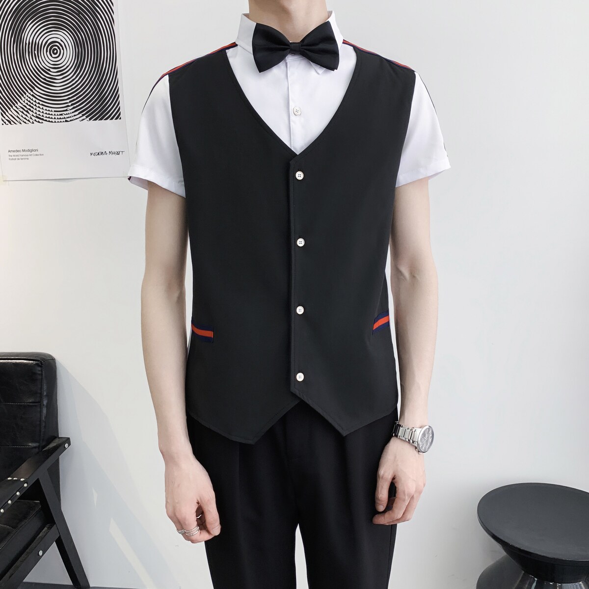714A-H672P55控79/2025新款短袖衬衫假两件工作服衬衣潮流制服装,男装衬衫,星座714A（原电商C314）
