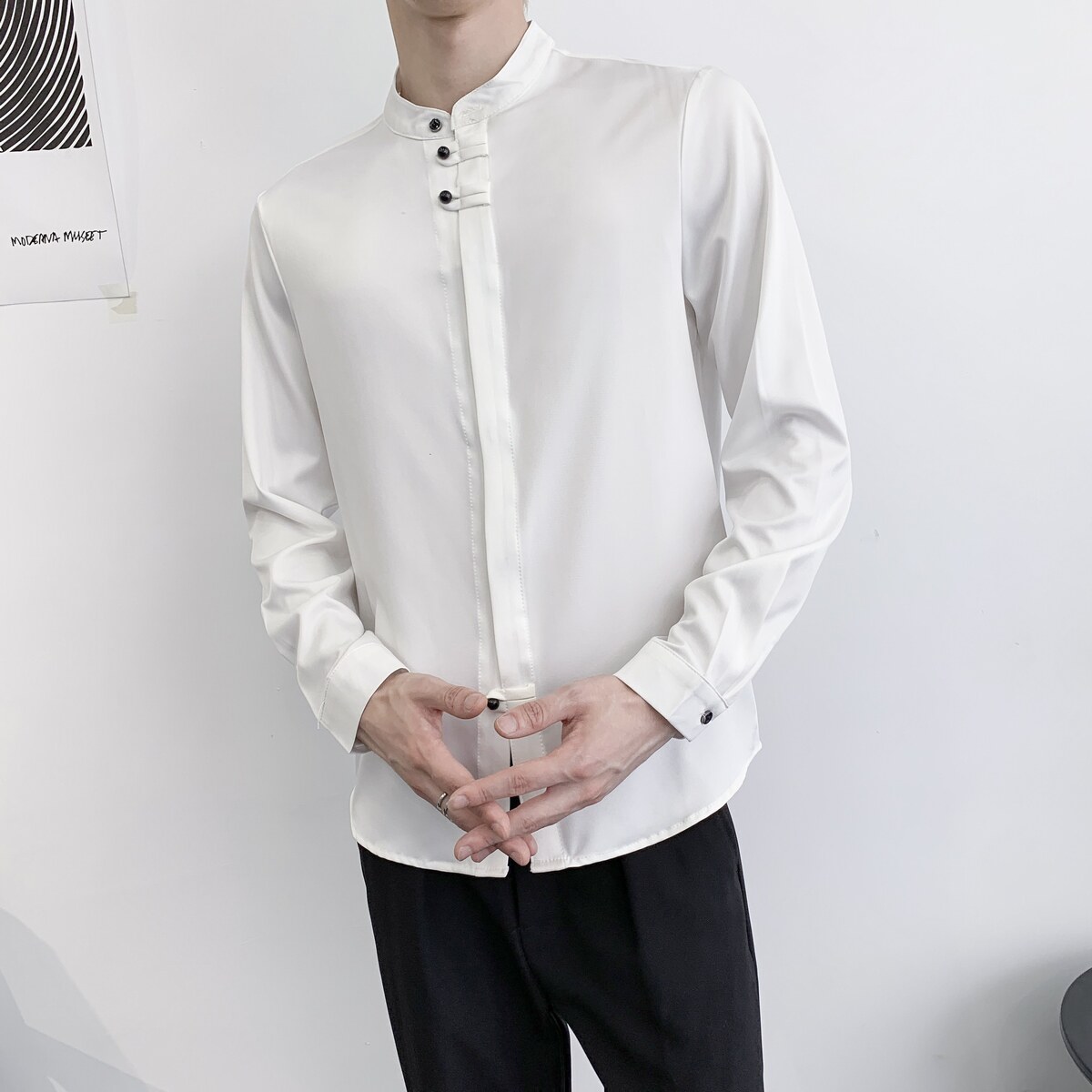 714A-F3062P50控69/2025春季新风立领衬衫餐厅ktv理发店制服,男装衬衫,星座714A（原电商C314）