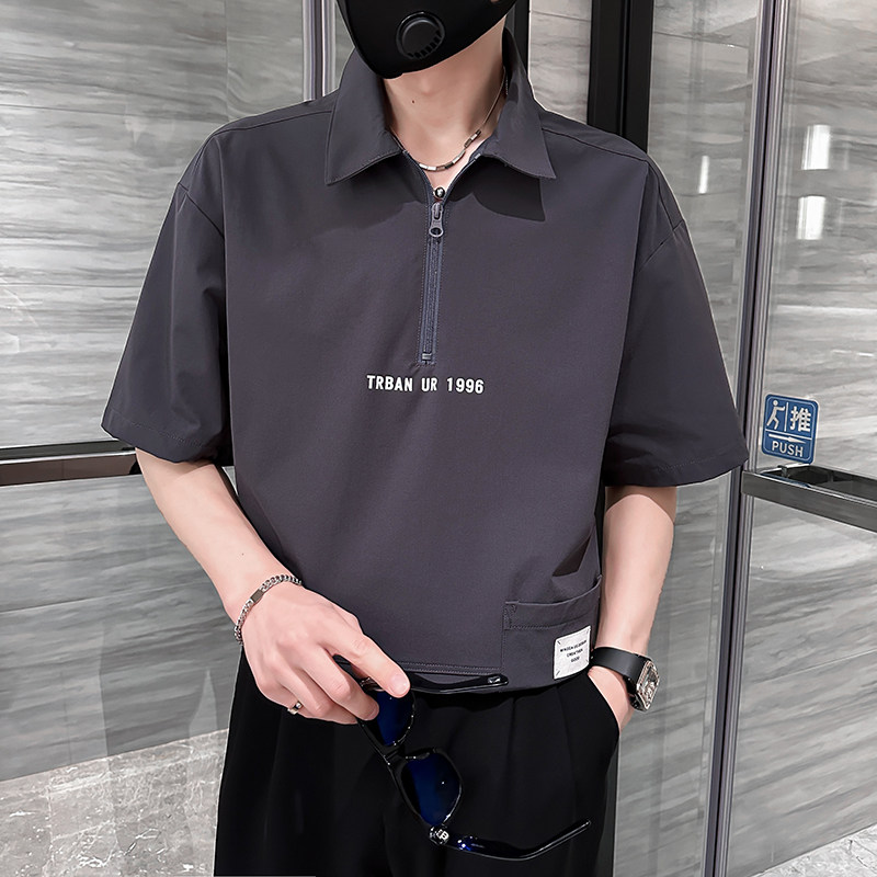 714A-G8035P85控135/小伙风2025夏日系潮版日系宽松短袖衬衫工装,男装T恤,星座714A（原电商C314）