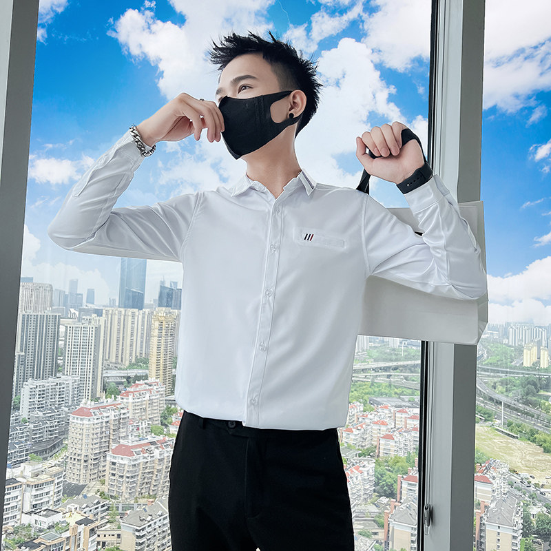 714A-D05P45控65/2025春季男士简约三色刺绣衬衫修身工作服衬衣,男装衬衫,星座714A（原电商C314）