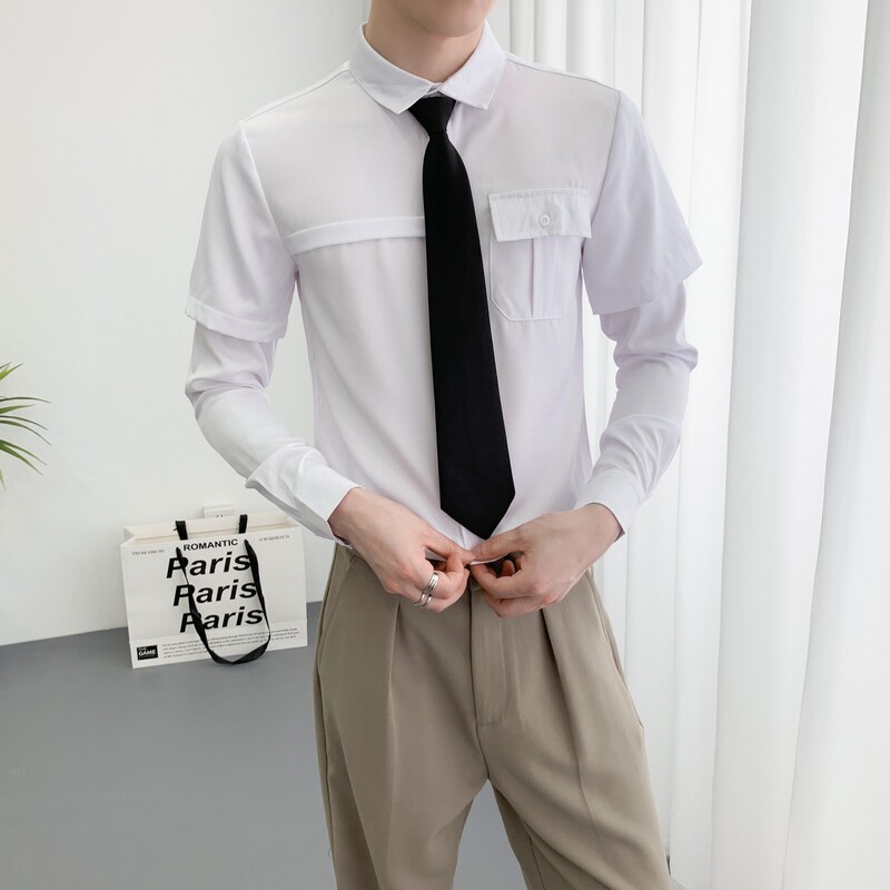 714A-D612P45控69/2025春季男士修身工装衬衫工作服ktv少爷制服,男装衬衫,星座714A（原电商C314）