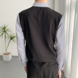 714A-H3049P55控88/2025春季新款假两件条纹拼接衬衫工作服衬衣潮，男装衬衫，星座714A（原电商C314）