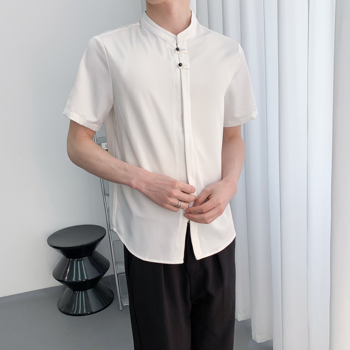 714A-C3074P40控59/2025春季风修身立领短袖衬衫工作服制服,男装衬衫,星座714A（原电商C314）