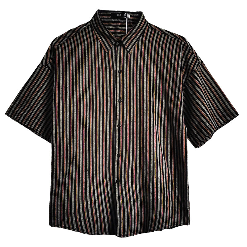 714-D644P45/店主风2025夏季短袖衬衫条纹宽松工作服衬衣学生装,男装T恤,星座714(原C313)